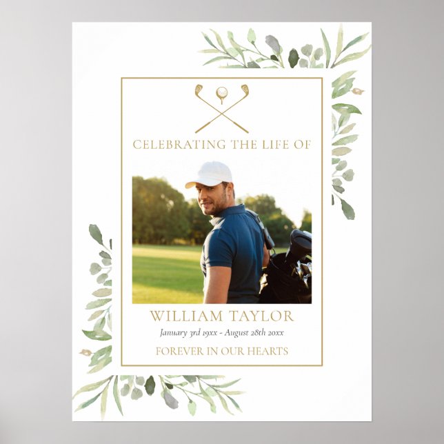 Golfer Funeral Celebration Of Life Photo Poster (Front)