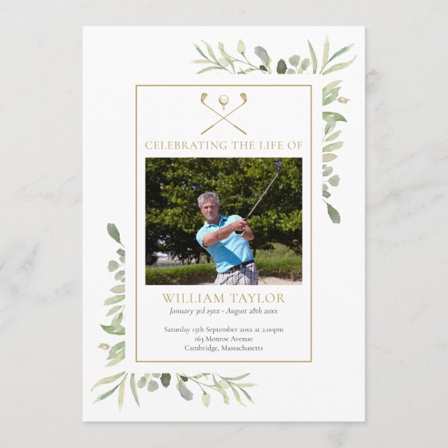 Golfer Funeral Memorial Order Of Service Programme (Front)