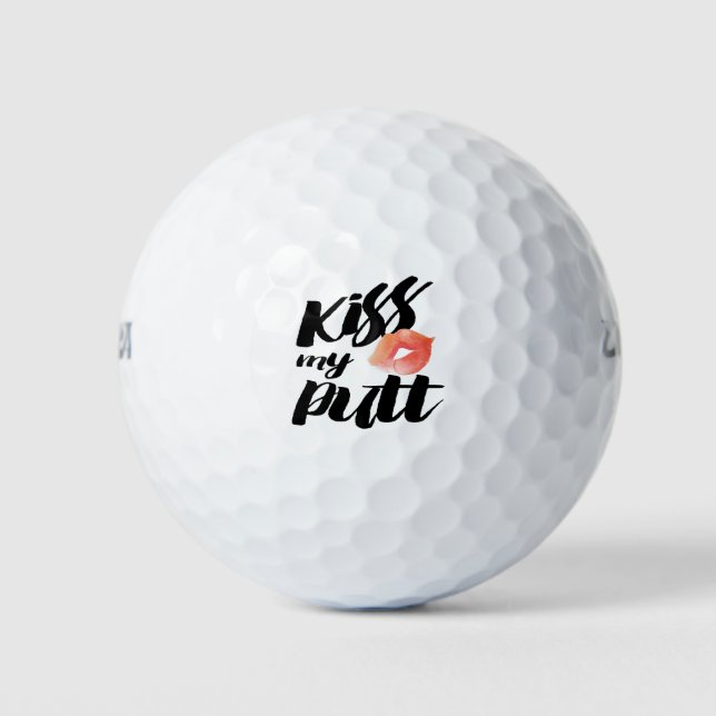 Golfer Funny Kiss My Putt  Golf Balls (Front)