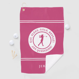 Golfer Funny Modern Monogrammed For Her Girly Pink Golf Towel