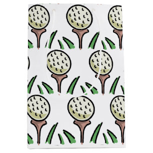 Golfer Gift Oversized Golf Balls Gold Tees Medium Gift Bag