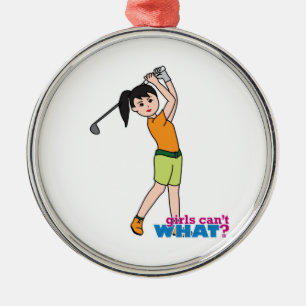 Golfer-girl 1 metal tree decoration