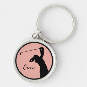 Golfer Girl Golfing Personalised Golf Key Ring