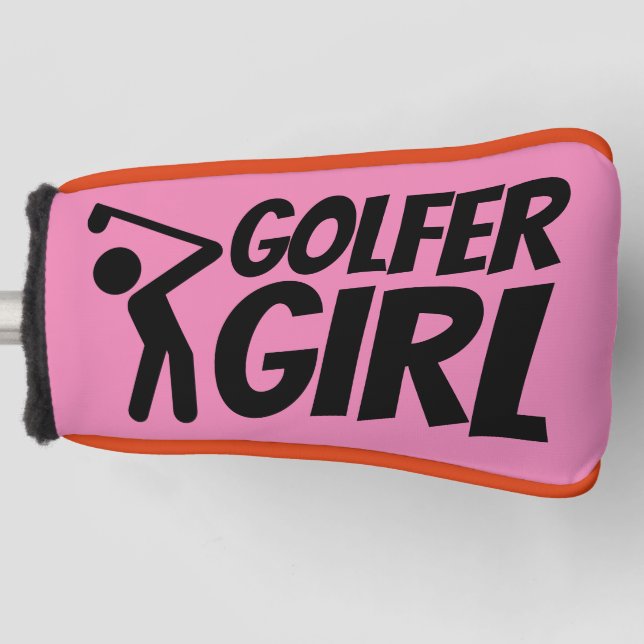 GOLFER GIRL PINK PUTTER GOLF HEAD COVER (Front)