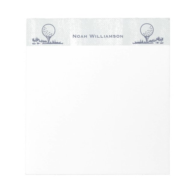 Golfer Golf Ball Retro Monogram Name Notepad (Front)