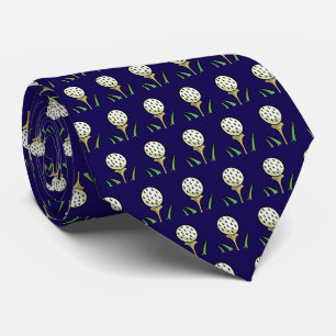 Golfer Golf Balls Gold Tees on Blue Tie