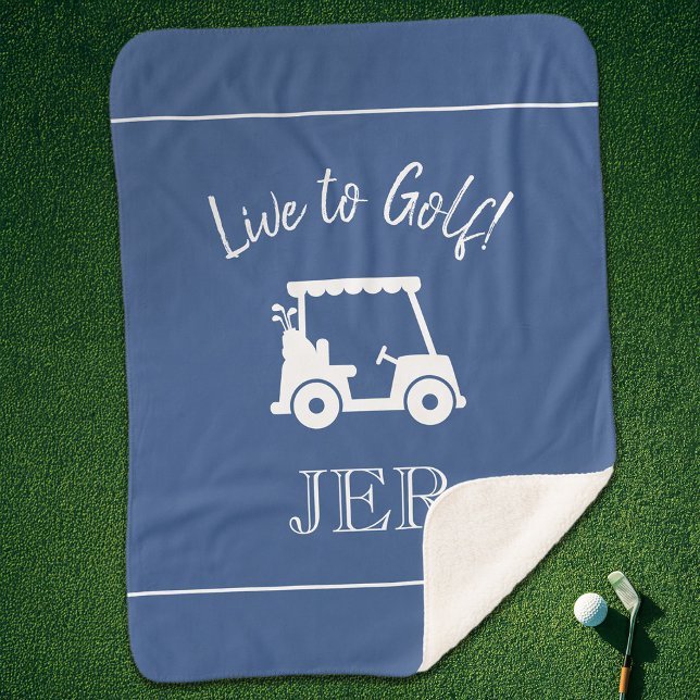 Golfer Golf Cart Monogrammed Initials Classic Blue Sherpa Blanket (Golfer Golf Cart Monogrammed Initials Classic Blue Sherpa Blanket)