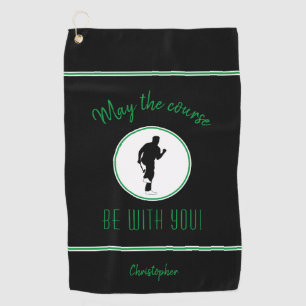 Golfer Golf Course Black Funny Modern Monogrammed Towel