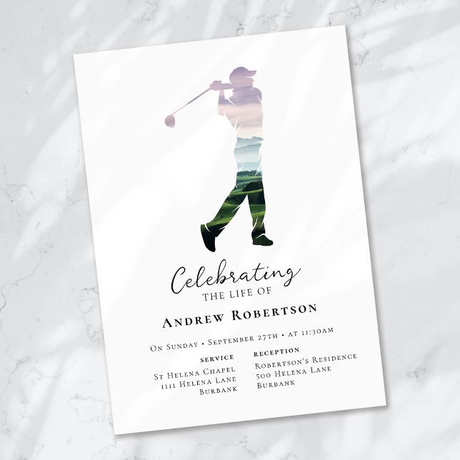 Golfer Golf Course Funeral  Invitation (Creator Uploaded)