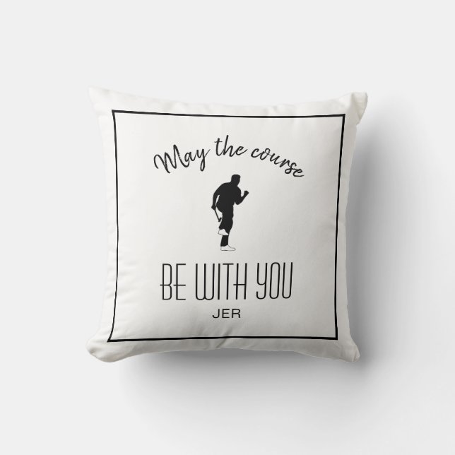 Golfer Golf Course Quote Personalised White Black Cushion (Front)