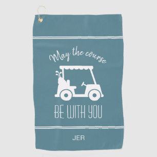 Golfer Golf Course Quote Turquoise Monogrammed Towel