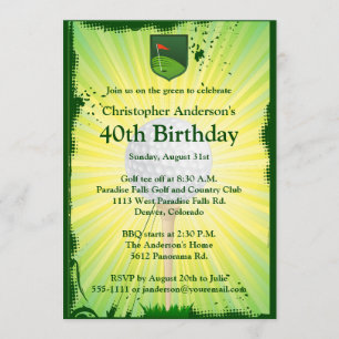 Golfer Golf Golfing 40th Birthday Invitation