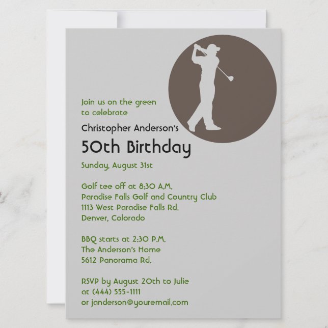 Golfer Golf Golfing  50th Birthday Invitation (Front)