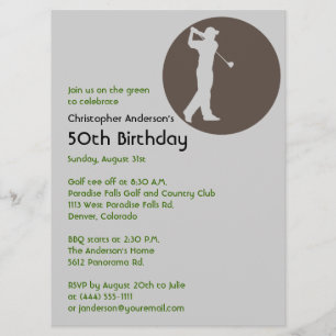 Golfer Golf Golfing  50th Birthday Invitation