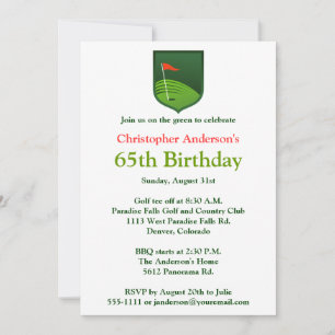 Golfer Golf Golfing 65th Birthday Invitation