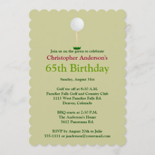 Golfer Golf Golfing 65th Birthday Invitation