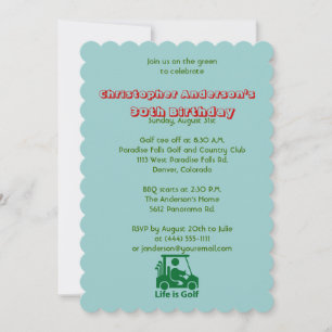 Golfer Golf Golfing Ball and Flag 30th Birthday Invitation