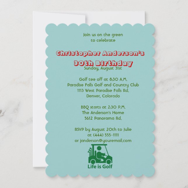 Golfer Golf Golfing Ball and Flag 30th Birthday Invitation (Front)