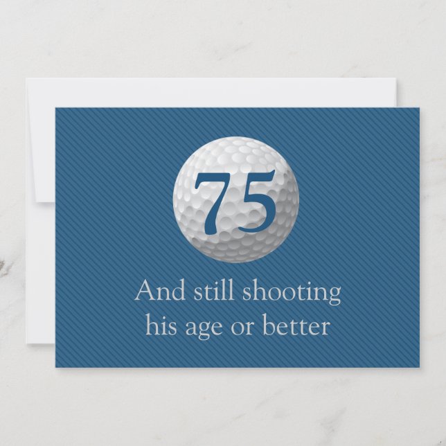 Golfer Golf Golfing Blue 75th Birthday Invitation (Front)