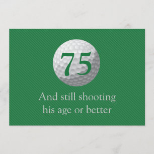 Golfer Golf Golfing Green 75th Birthday Invitation