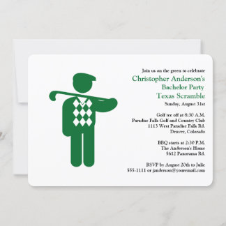 Golfer Golf Golfing Green bachelor party. Invitati Invitation