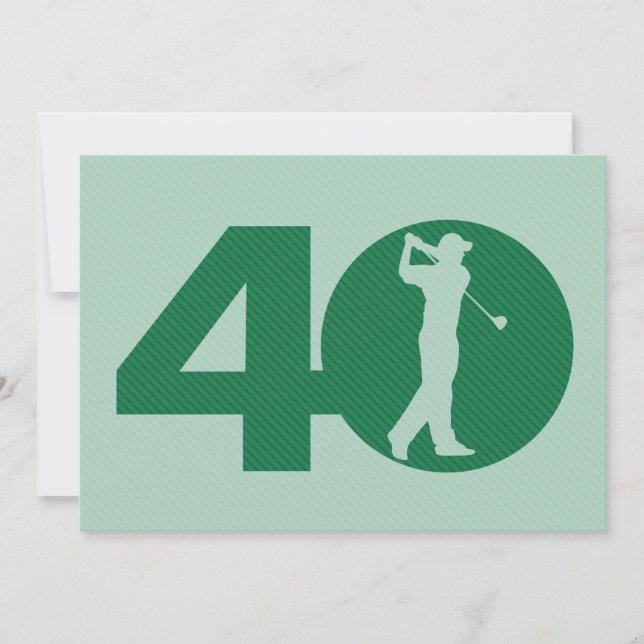 Golfer Golf Green Mint 40th Birthday Invitation (Front)