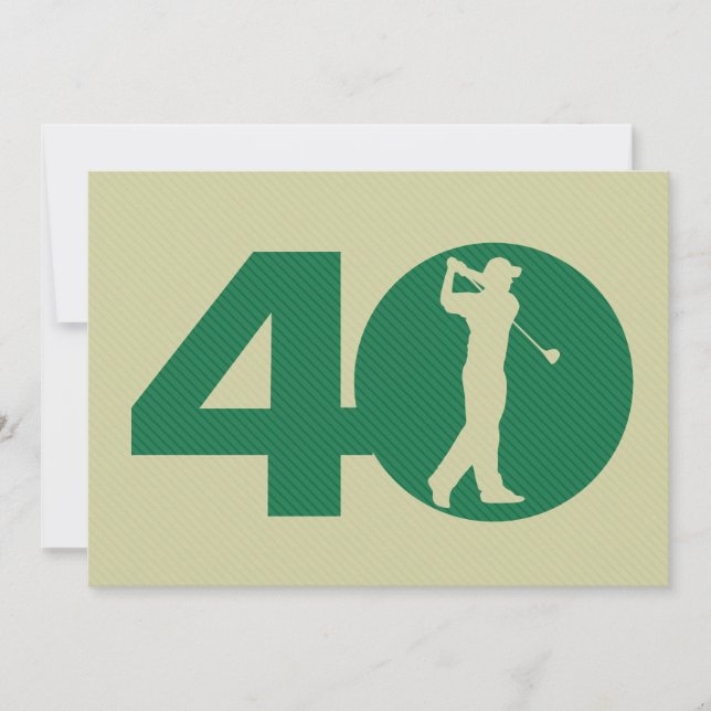 Golfer Golf Green Tan 40th Birthday Invitation (Front)