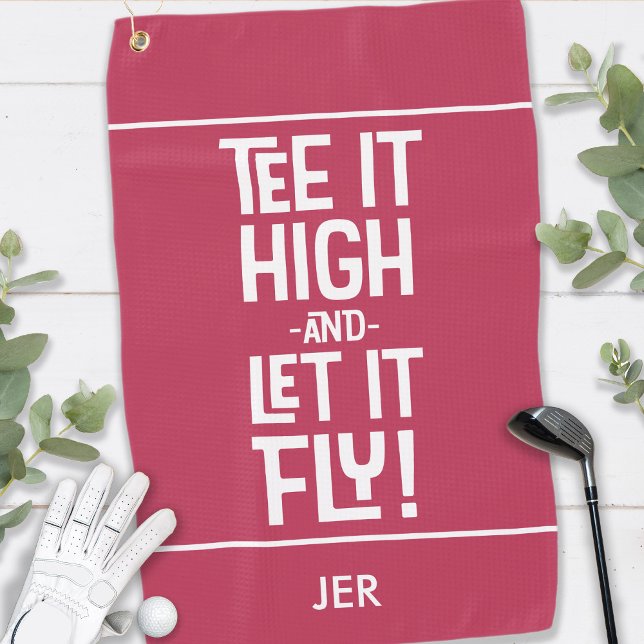 Golfer Golf Humour Funny Sports Custom Magenta Red Golf Towel (Golfer Golf Humor Funny Sports Custom Magenta Red Golf Towel)
