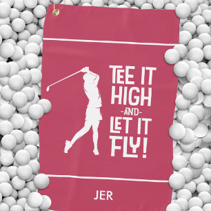 Golfer Golf Humour Funny Sports Modern Magenta Red Towel