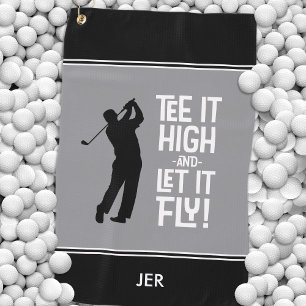 Golfer Golf Humour Funny Sports Monogram Black Gre Golf Towel
