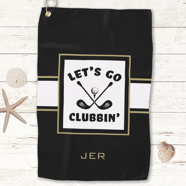 Golfer Golf Modern Monogram Pro Sports Black Gold Towel (Golfer Golf Modern Monogram Pro Sports Black Gold Golf Towel)