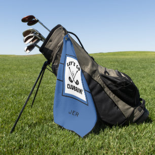 Golfer Golf Modern Monogram Pro Sports Blue Black Towel