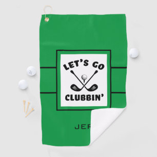 Golfer Golf Modern Monogrammed Sports Green Black Towel
