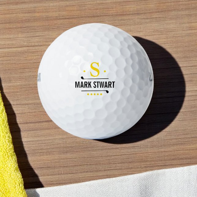 Golfer golf-player Classy Monogram   Golf Balls (Creator Uploaded)
