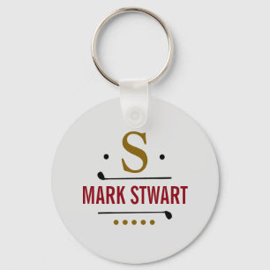 golfer / golf-player monogram key ring