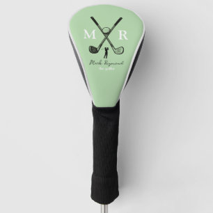 Golfer . golf-player monogram pale-green golf head cover