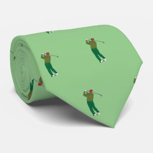 Golfer /Golf Player Silhouette Neck Tie Pattern
