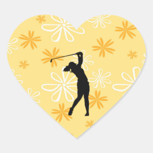 Golfer Golf Sports Person Silhouette   Heart Sticker