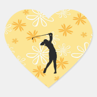 Golfer Golf Sports Person Silhouette   Heart Sticker
