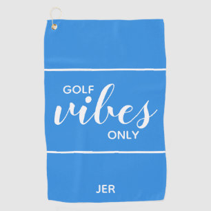 Golfer Golf Vibes Only Custom   Modern Blue Unique Golf Towel