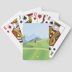 Golfer  golfing on green   playing cards