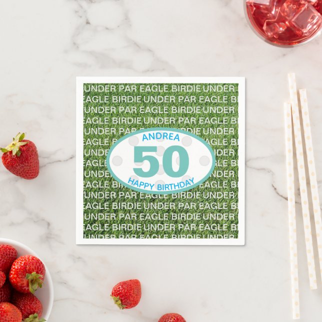 Golfer Green Eagle Birdie Par 50th Birthday Napkin (Insitu)
