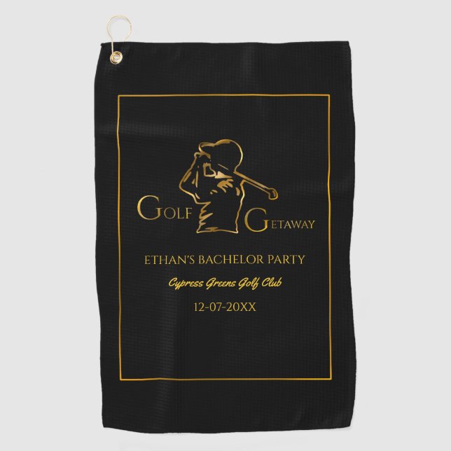 Golfer Groom Bachelor Party Classic luxury gold Golf Towel (Front)