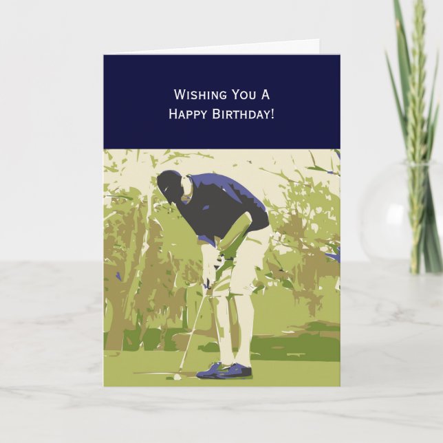 Golfer Happy Birthday Card (Front)