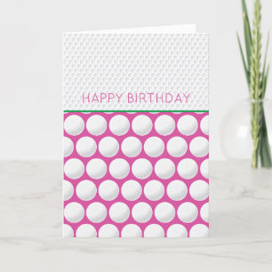 Golfer Happy Birthday Own Message Pink Modern Golf Holiday Card