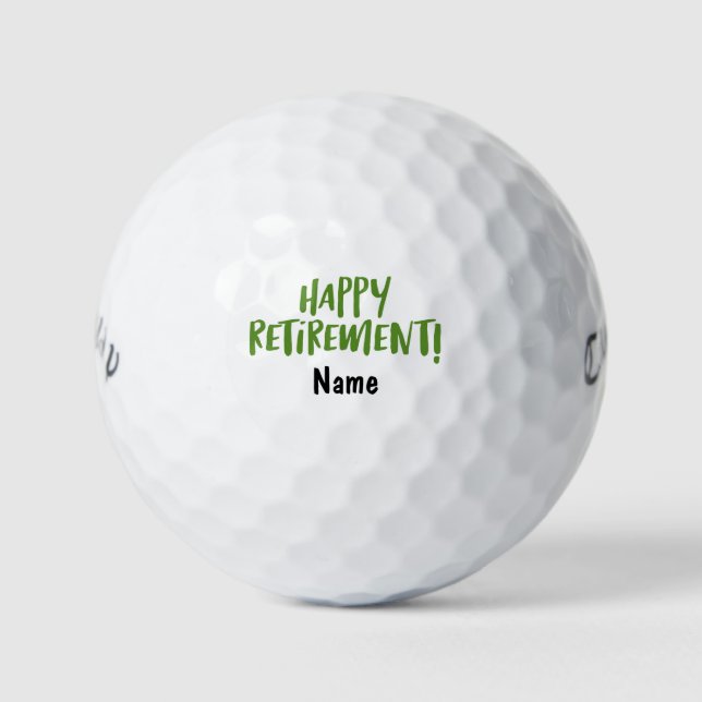 Golfer happy retirement with name  golf balls (Front)