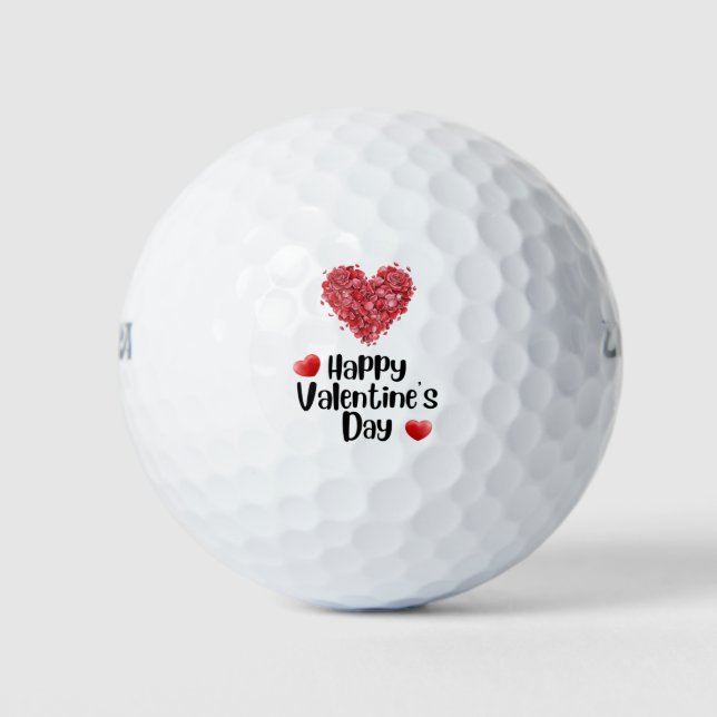Golfer Happy Valentine's Day with love red heart   Golf Balls (Front)