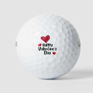 Golfer Happy Valentine's Day with love red heart Golf Balls