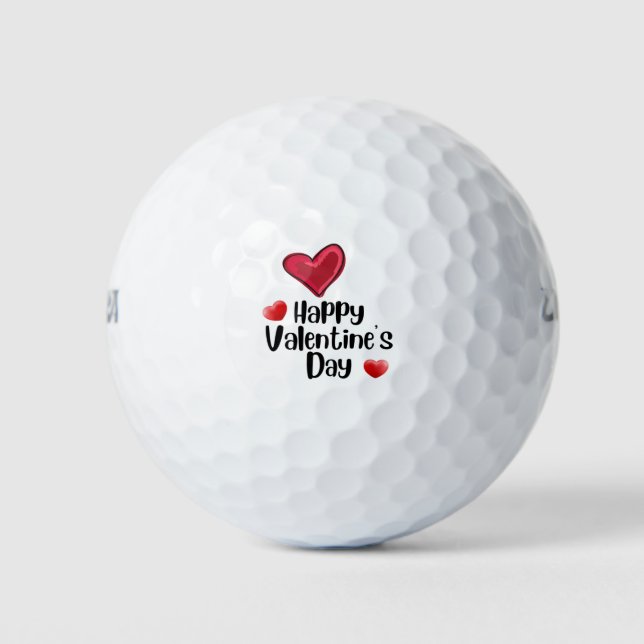 Golfer Happy Valentine's Day with love red heart   Golf Balls (Front)