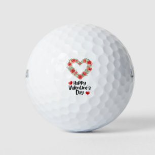 Golfer Happy Valentine's Day with love red heart   Golf Balls